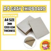 πΈπ¬ A4 A5 1320gsm / 2mm / 1.5mm / 990gsm Gray Chipboard Cardstock