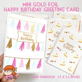 πΈπ¬ Gold Foil Mini Happy Birthday Elegant Greeting Card with Silver Envelope 1pc nanapaperstudio