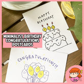 πΈπ¬ Minimalist Happy Birthday Congrats Congratulations Postcard Greeting Card 1pc