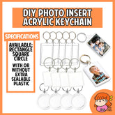 πΈπ¬ DIY Blank Photo Insert Acrylic Keychain Square Rectangle 1 PC