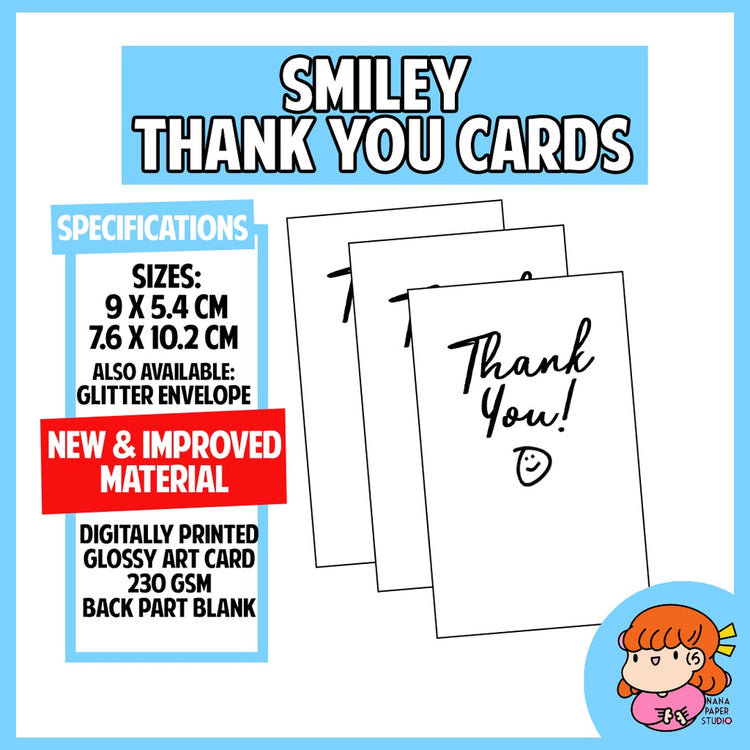 πΈπ¬ Thank you Card Smiley Design Minimalist Simple Nana Paper Studio