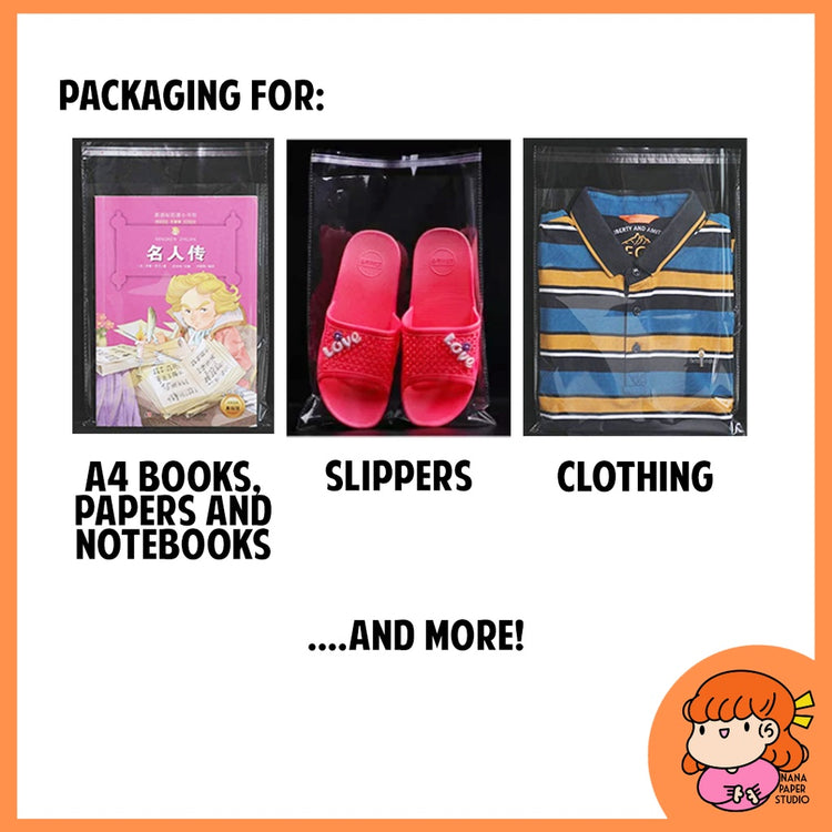 A4 Tshirt Clothing OPP Transparent Plastic with Adhesive Packaging