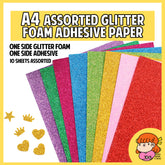 πΈπ¬ A4 Assorted Glitter EVA Foam Adhesive Sticker Paper 10 PCS