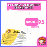 πΈπ¬ A4 Glossy Waterproof Sticker Paper 500 sheets - Inkjet Compatible Vinyl