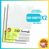 πΈπ¬ A4 Glossy Cold Laminate - 200 sheets Photo Top Adhesive Paper