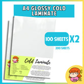 πΈπ¬ A4 Glossy Cold Laminate - 200 sheets Photo Top Adhesive Paper