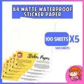 πΈπ¬ A4 Matte Waterproof Sticker Paper 500 sheets - Inkjet Compatible Vinyl