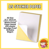 πΈπ¬ A5 Printable Sticker Paper - Matte Paper Based 100 sheets 80 GSM