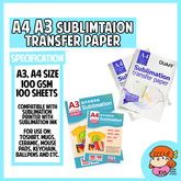 πΈπ¬100 Sheets QUAFF Sublimation Transfer Paper 100 GSM nanapaperstudio