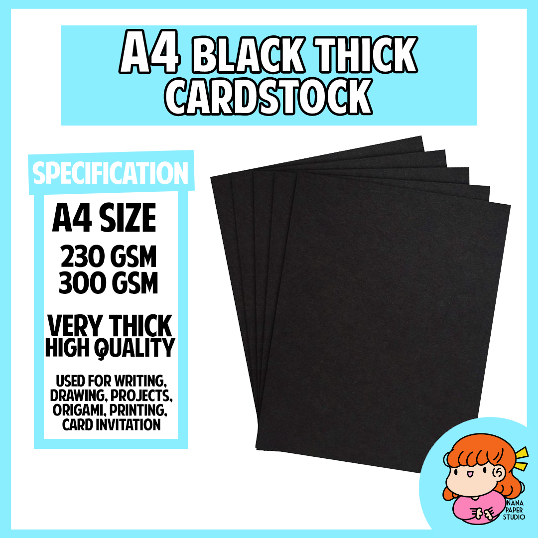 Card Thick Art Paper A4 Black 300 GSM - 10 Sheetss 