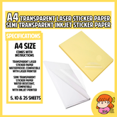 πΈπ¬ A4 Transparent Laser Inkjet Printer Printable Sticker Paper nanapaperstudio
