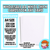 πΈπ¬ WHOLESALE 180/230/300 GSM A4 Thick Cardstock Art Card White Plain Nana Paper Studio
