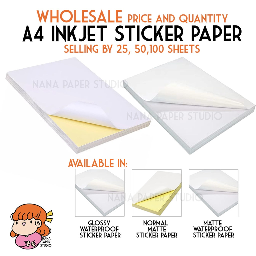 🇸🇬 [WHOLESALE] A4 Sticker Paper Inkjet Laser Glossy Matte Waterproof