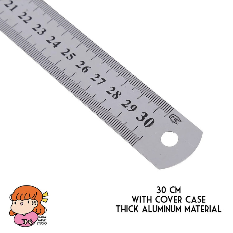 🇸🇬 30cm Heavy Metal Ruler Aluminum 1 PC