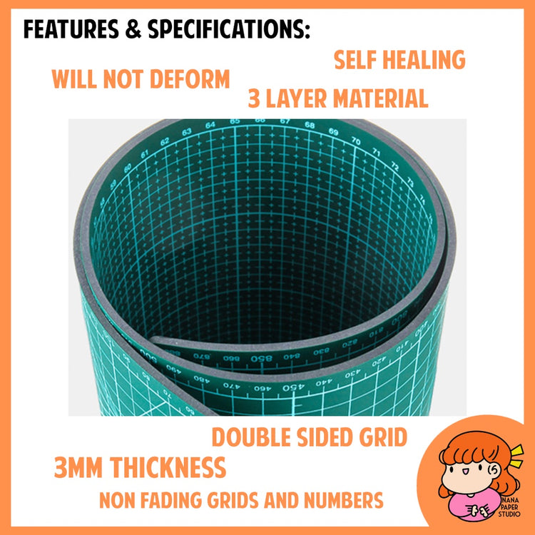 🇸🇬 Double Sided Cutting Mat Pad Self-Healing Grid 1 PC