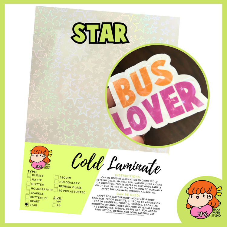 🇸🇬 A4 5/10 Sheets Cold Laminate Sticker Sheet Photo Top Transparent Stickers Glossy Matte