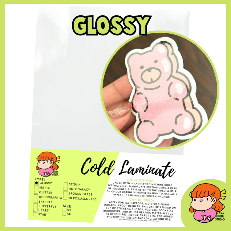 🇸🇬 A4 5/10 Sheets Cold Laminate Sticker Sheet Photo Top Transparent Stickers Glossy Matte