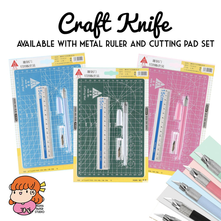 🇸🇬 Craft Knife Precision Paper Cutter with A5 Cutting Pad Metal Ruler Set