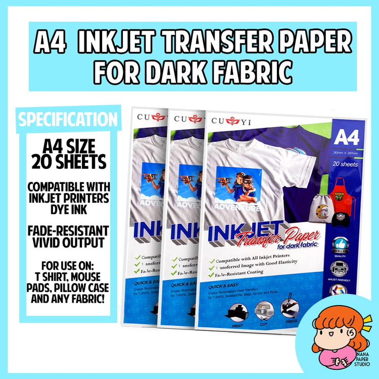 🇸🇬 A4 Inkjet Transfer Paper for Dark Fabrics 20 sheets