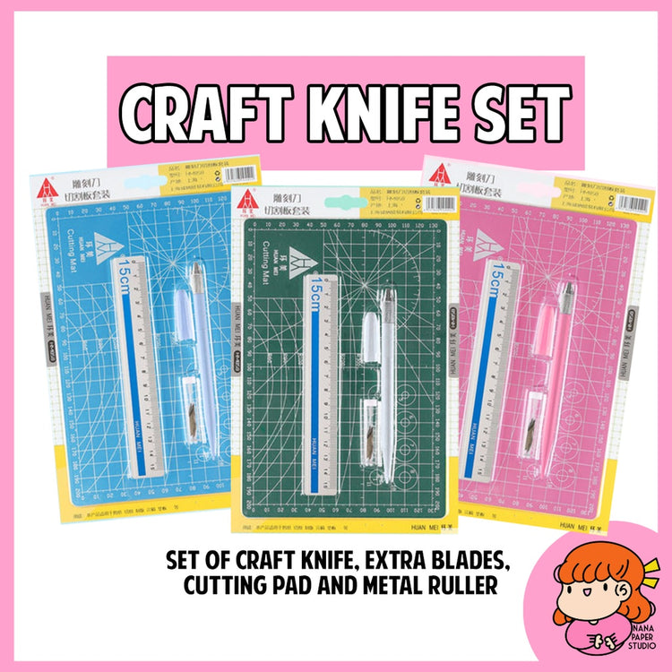 🇸🇬 Craft Knife Precision Paper Cutter with A5 Cutting Pad Metal Ruler Set