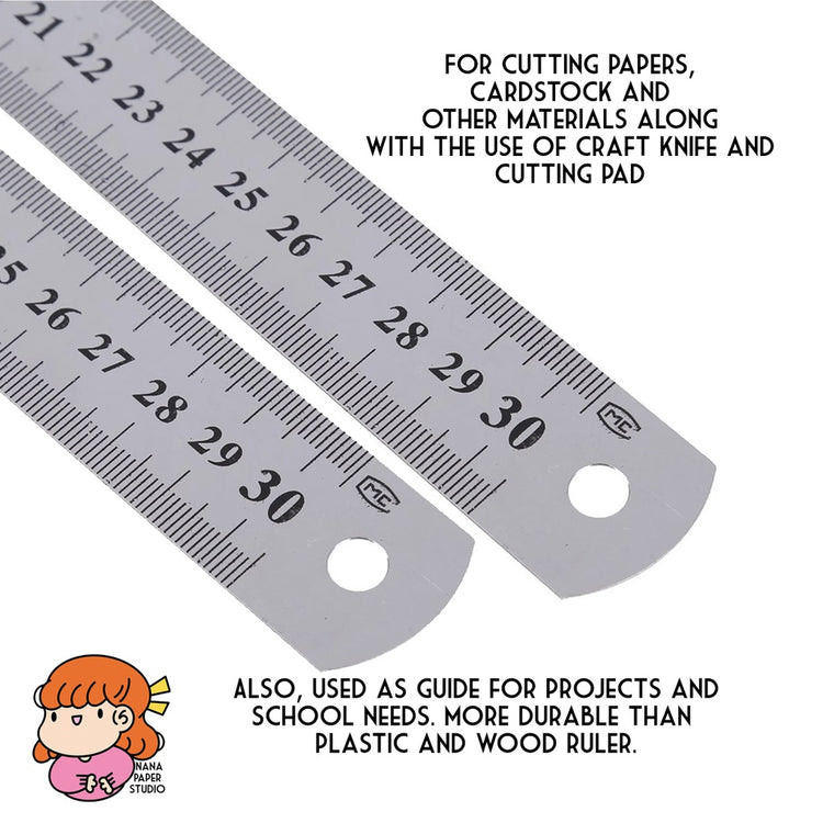 🇸🇬 30cm Heavy Metal Ruler Aluminum 1 PC