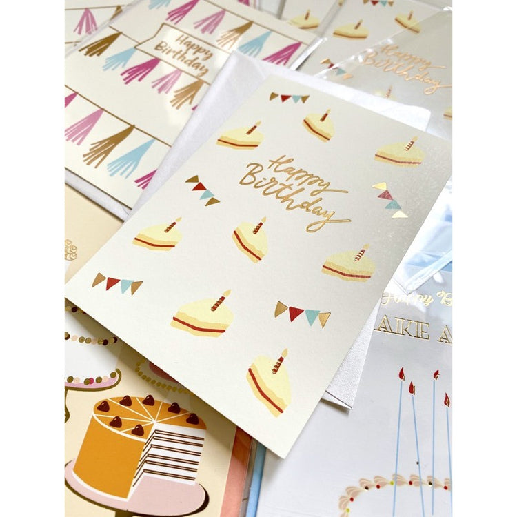 🇸🇬 Gold Foil Mini Happy Birthday Elegant Greeting Card with Silver Envelope 1pc nanapaperstudio