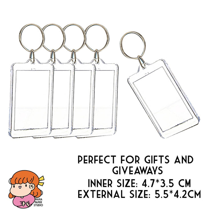 🇸🇬 DIY Blank Photo Insert Acrylic Keychain Square Rectangle 1 PC