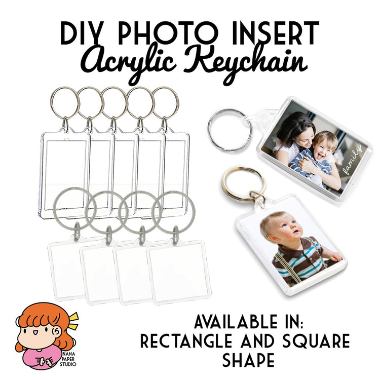 🇸🇬 DIY Blank Photo Insert Acrylic Keychain Square Rectangle 1 PC