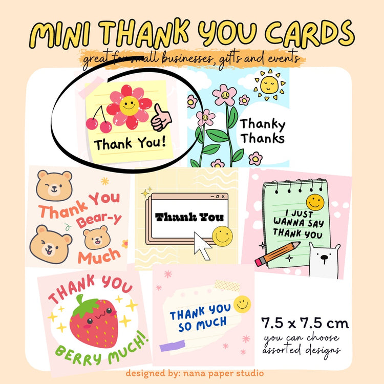 🇸🇬 Mini Thank You Cards Fun Modern Cute Teacher Appreciation Designs 1 PC