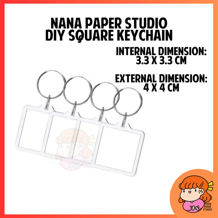 🇸🇬 DIY Blank Photo Insert Acrylic Keychain Square Rectangle 1 PC