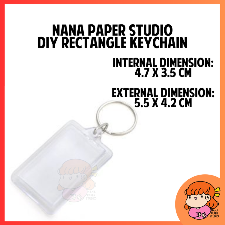 🇸🇬 DIY Blank Photo Insert Acrylic Keychain Square Rectangle 1 PC