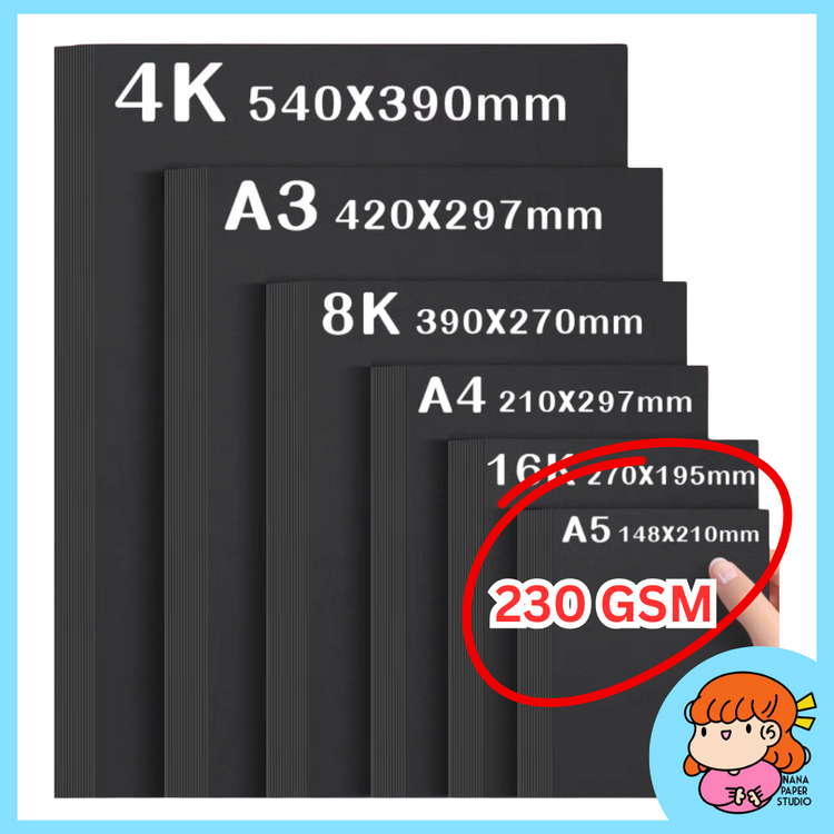 🇸🇬 A4 A3 A5 Thick Black Cardstock High Quality Board
