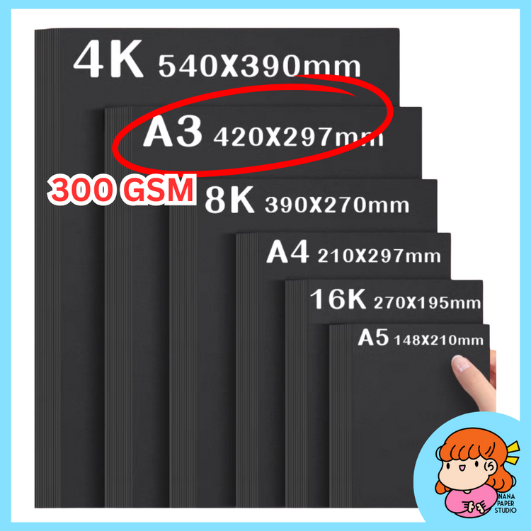 🇸🇬 A4 A3 A5 Thick Black Cardstock High Quality Board