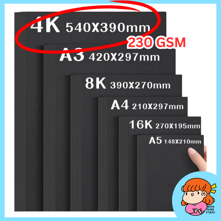🇸🇬 A4 A3 A5 Thick Black Cardstock High Quality Board