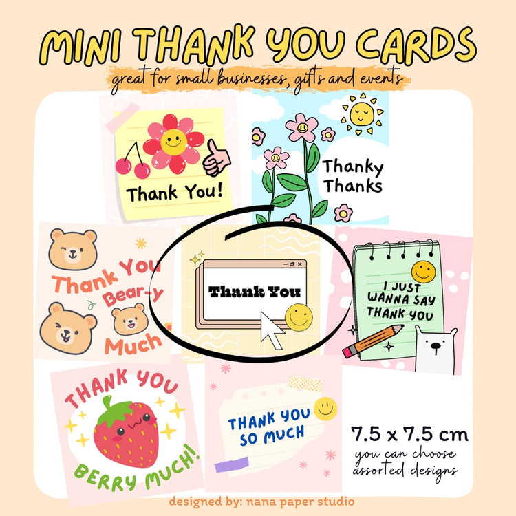 🇸🇬 Mini Thank You Cards Fun Modern Cute Teacher Appreciation Designs 1 PC