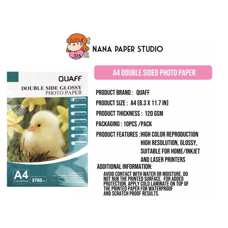 🇸🇬 Double sided Glossy Inkjet Photo Paper 25/50 sheets nanapaperstudio