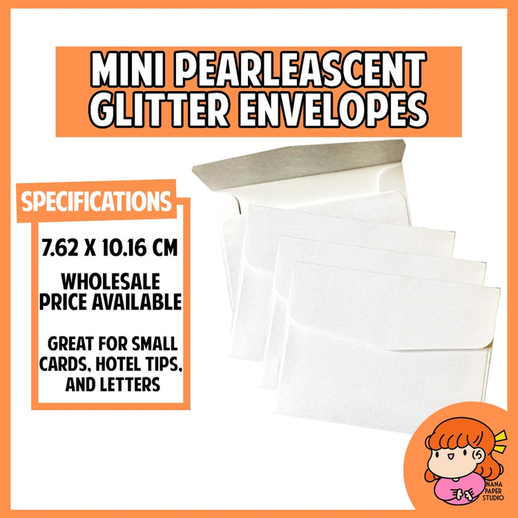 🇸🇬Mini Pearlescent Glitter Paper Envelopes for Small Cards Letters Invitations nanapaperstudio