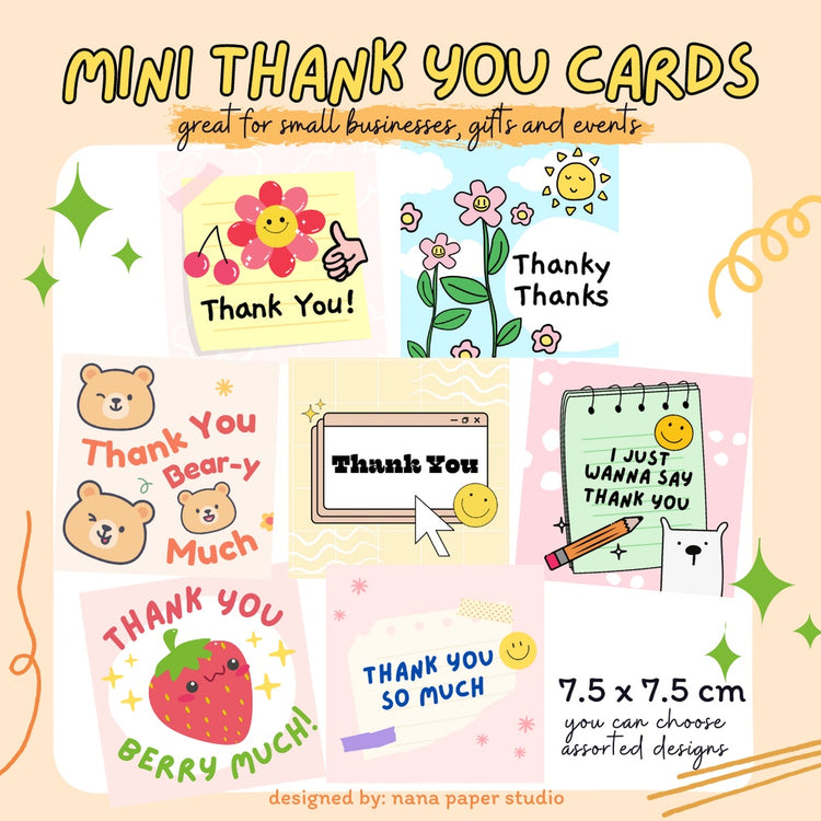 🇸🇬 Mini Thank You Cards Fun Modern Cute Teacher Appreciation Designs 1 PC