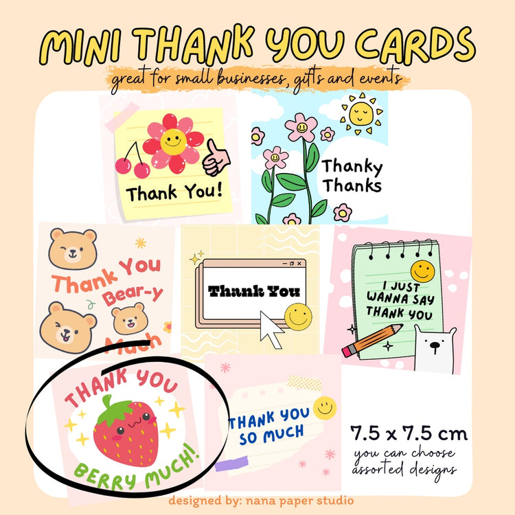 🇸🇬 Mini Thank You Cards Fun Modern Cute Teacher Appreciation Designs 1 PC