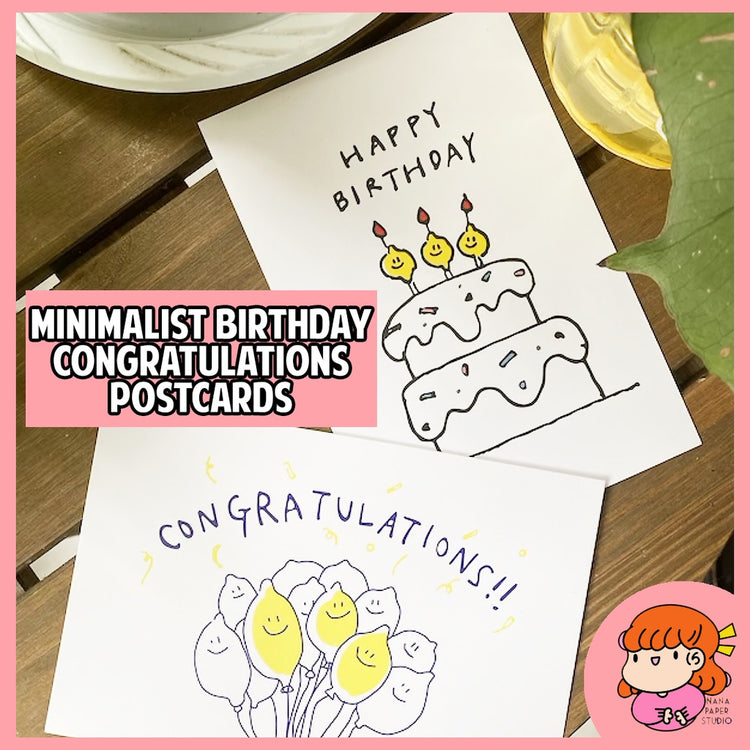 🇸🇬 Minimalist Happy Birthday Congrats Congratulations Postcard Greeting Card 1pc