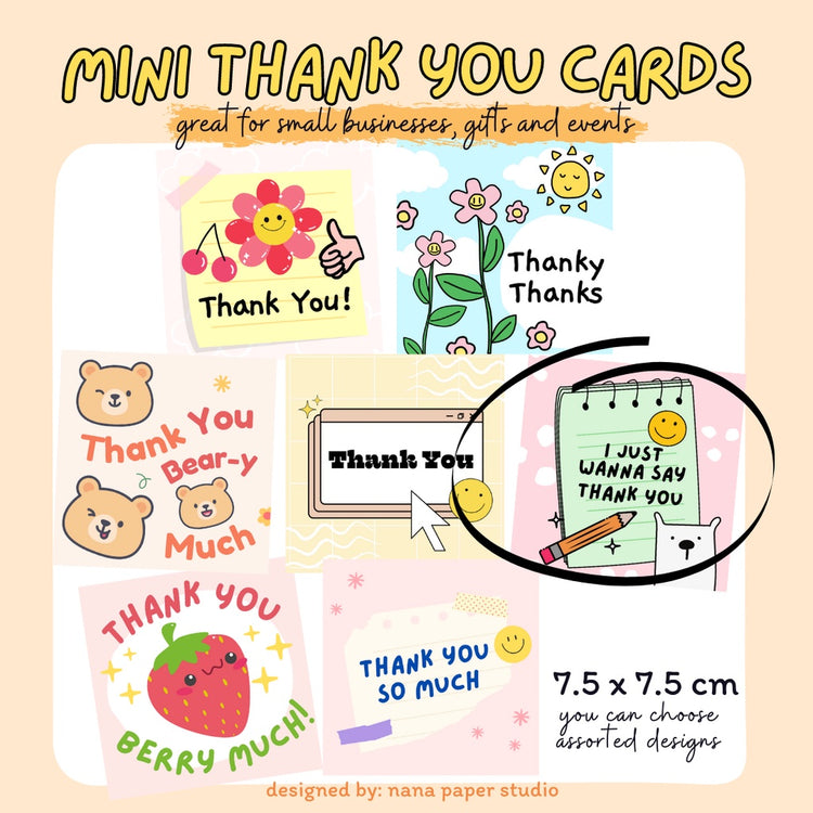 🇸🇬 Mini Thank You Cards Fun Modern Cute Teacher Appreciation Designs 1 PC