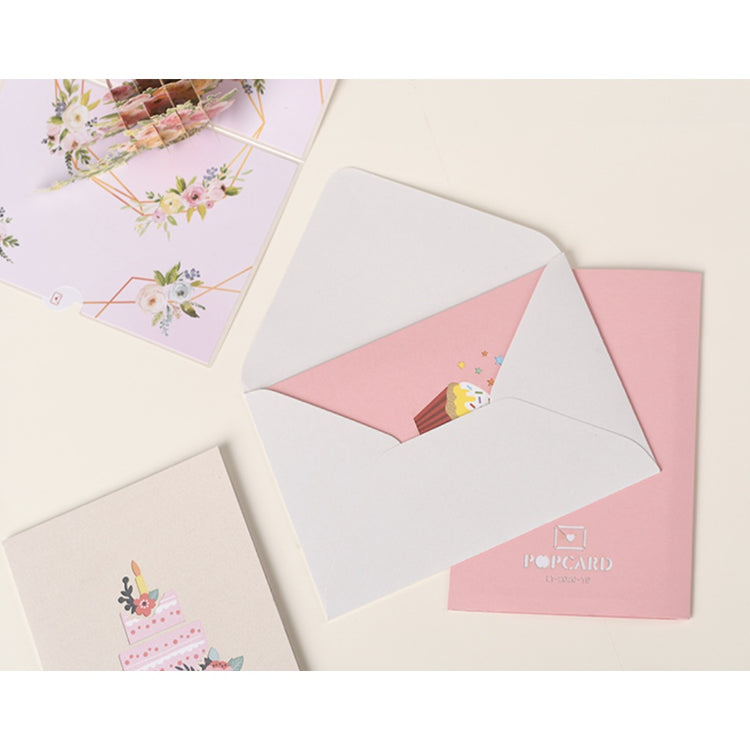 🇸🇬3D Unique Cute Cake Pop Up Birthday Greeting Card with Envelope 1PC