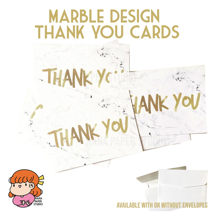 🇸🇬 45pcs Thank you Card Marble and Gold Design nanapaperstudio