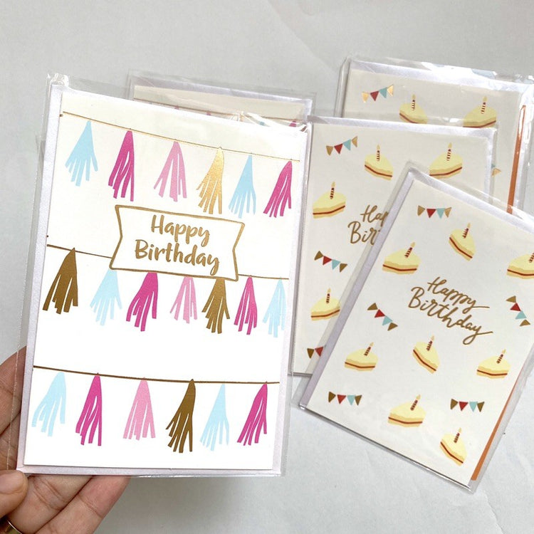 🇸🇬 Gold Foil Mini Happy Birthday Elegant Greeting Card with Silver Envelope 1pc nanapaperstudio