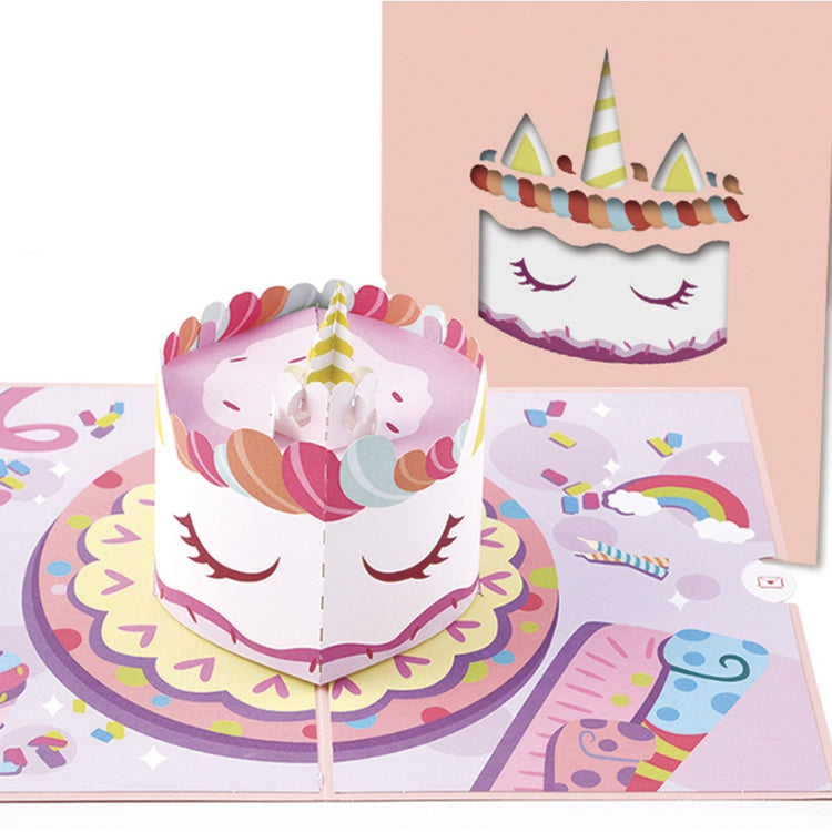 🇸🇬3D Unique Cute Cake Pop Up Birthday Greeting Card with Envelope 1PC