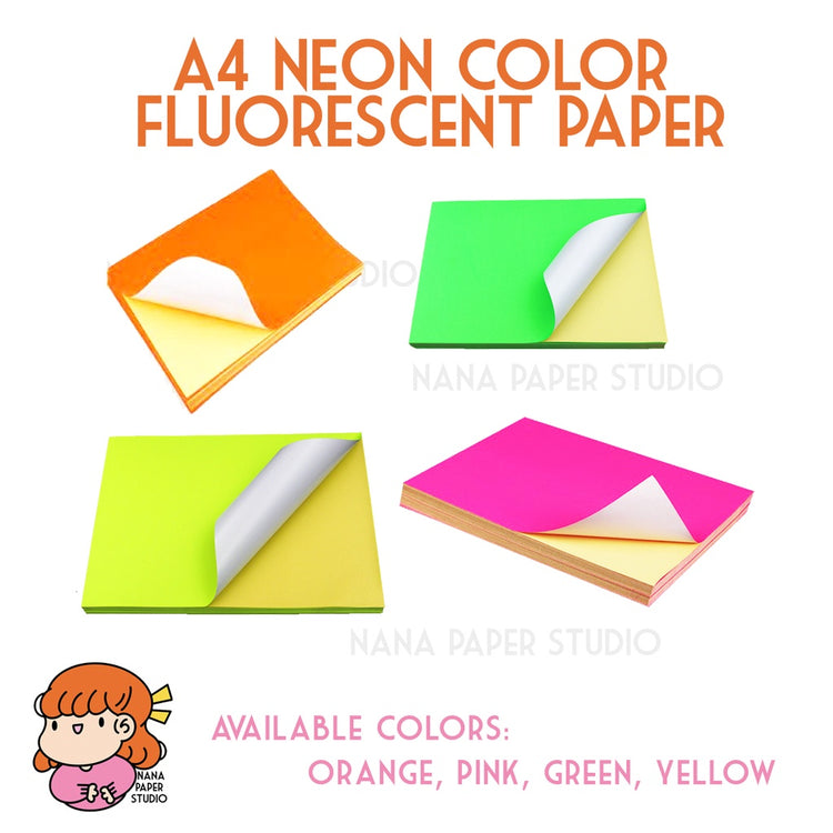 🇸🇬A4 Neon Fluorescent Printable Adhesive Sticker Papers