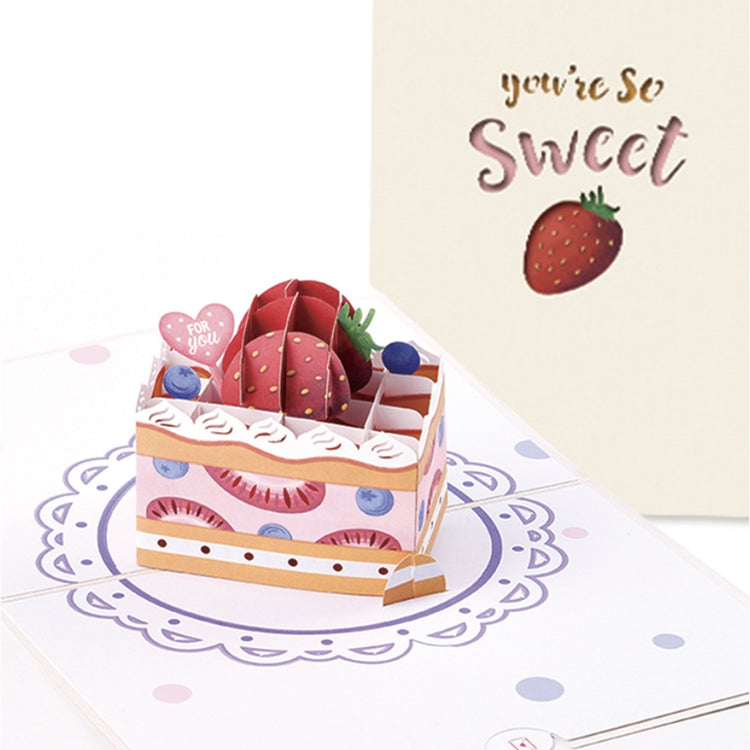 🇸🇬3D Unique Cute Cake Pop Up Birthday Greeting Card with Envelope 1PC