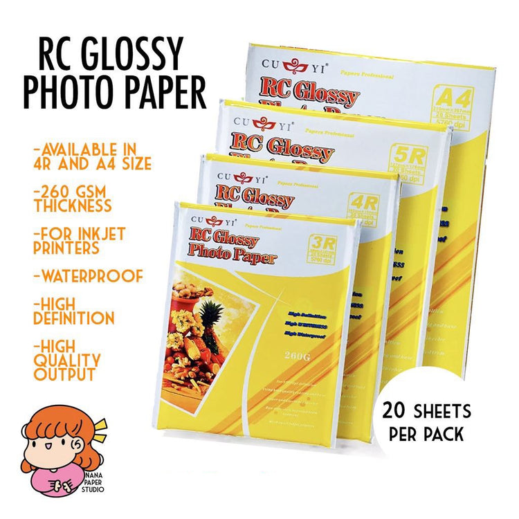 🇸🇬RC Glossy Inkjet Photo Paper 260GSM 20 sheets A4 4R nanapaperstudio