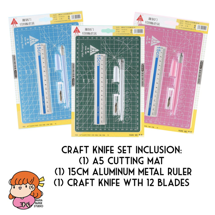 🇸🇬 Craft Knife Precision Paper Cutter with A5 Cutting Pad Metal Ruler Set