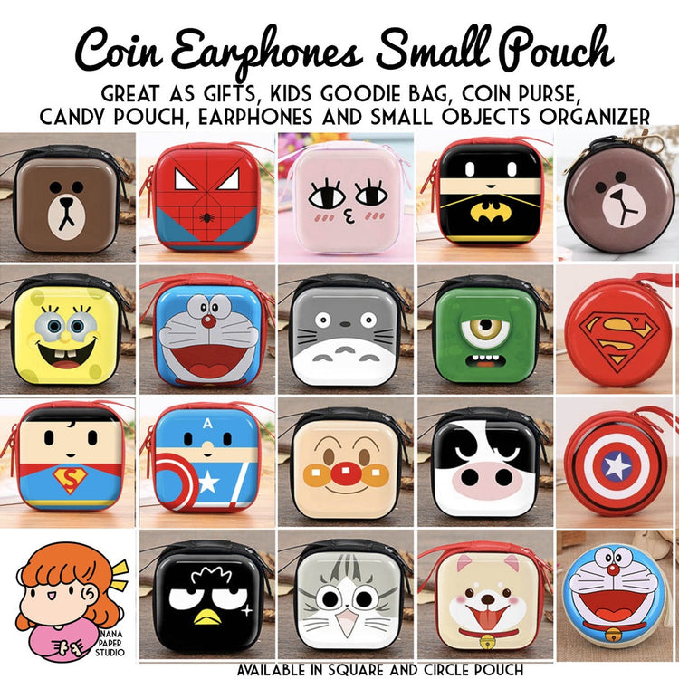 🇸🇬 CLEARANCE Cartoon Square Circle Coin Earphone Purse Pouch Holder Wallet Goodie Bag Gift Party 1 PC